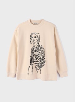 اشتري Crew Neck Printed Long Sleeve Women's Sweatshirt في مصر