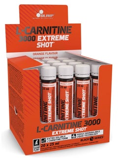 Buy Olimp L-Carnitine 3000 Extreme Shot Helps loose fat Orange flavour 20 x 25 ml in UAE