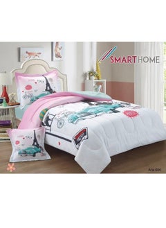 Buy Children's Bedding And Quilt Set With Medium Filling, Consisting Of 4 Pieces, Reversible Elastic Sheet, Size 170x230 Cm, For Boys And Girls in Saudi Arabia