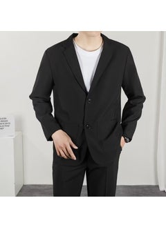 اشتري Spring Autumn Casual Mens Blazer Korean Trendy Loose Fit Jacket Black في الامارات