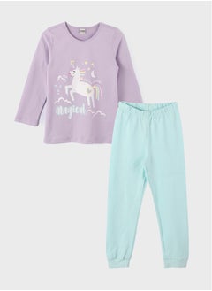 اشتري Crew Neck Long Sleeve Girl's Pajamas Set في مصر