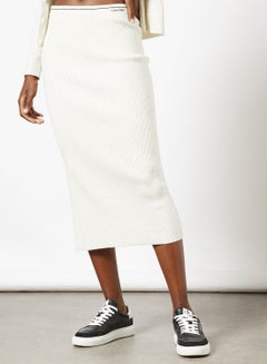 Buy Essential Rib Knit Midi Skirt in UAE