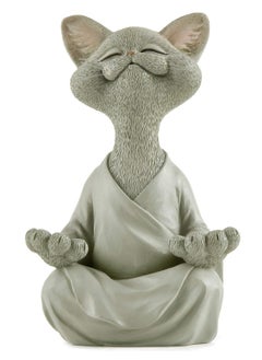 Buy Grey Cat Figurine, Yoga & Meditation Decor, Perfect Gift for Cat Lovers. in UAE