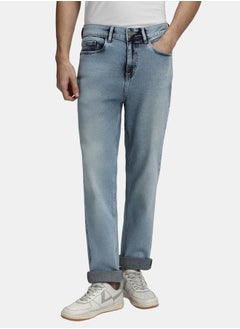 Buy Light Wash Mid Rise Straight Fit Jeans in Saudi Arabia