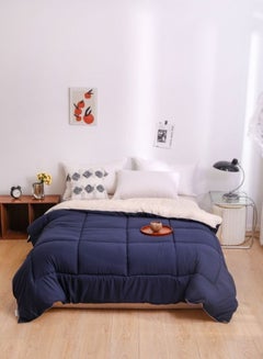 Buy Variance Colors 1 Piece 220*240cm/160*210cm Duvet (Comforter) Vacuum Pack, Reversible Design Dark Blue and Cream Color in UAE