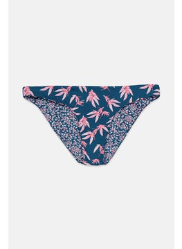 Buy Women Floral Print Bikini Bottom, Blue Combo in Saudi Arabia