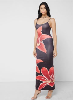 Buy Strappy Lily Print Slip Dress in UAE