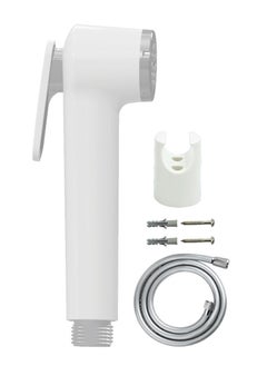 Buy Uni flo Shattaf Set - White Handheld Shower Bidet Sprayer for Toilet with Wall Holder and Silver Hose - Made in UAE in UAE