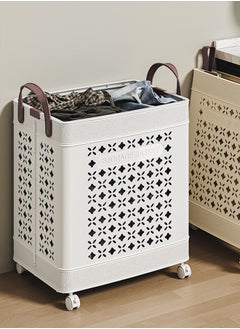 Buy Large Rolling Laundry Basket Wheels Collapsible Tall Laundry Hamper Handle Foldable Dirty Clothing Basket Fold up Rectangular Hampers for Bathroom Washroom Bedroom Storage Basket in UAE