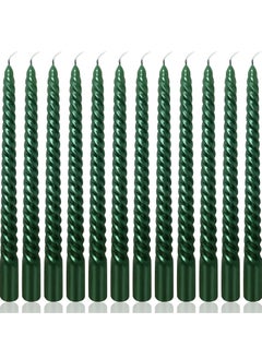 Buy 12PCS*25CM Green Spiral Long Pole Candle Set Suitable for any Candle Holders Can be used for Holiday Party Decorations Candlelight Dinner Candles in Saudi Arabia