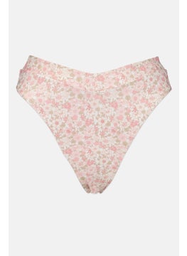 Buy Women Floral Print Pull On Bikini Bottom, Pink Combo in UAE