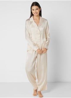 Buy Satin T-shirt Pyjama Set in UAE