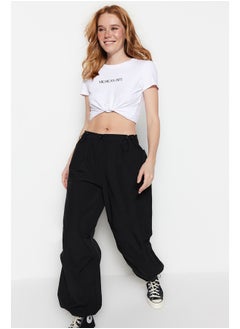 Buy Black Jogger Normal Waist Elastic Woven Trousers TWOSS23PL00158 in Egypt