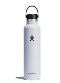 اشتري HYDRO FLASK - زجاجة مياه 709 مل (24 أونصة) - زجاجة مياه معزولة بالفراغ من الفولاذ المقاوم للصدأ مع غطاء مرن مقاوم للتسرب وطلاء مسحوق - خالية من مادة BPA - فوهة قياسية - بيضاء في الامارات