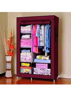 Buy Portable, Multifunctional Fabric Wardrobe/Cloth Cabinet Closet Clothing Storage Organizer with Cover, Non Woven Fabrics (105 * 45 * 175cm)(MIXED COLOR) in UAE