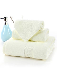 Buy 3 Piece Premium Cotton Towel Set 1 Face Washcloth, 1 Hand Towel, 1 Bath Towel, Quick Dry, Breathable & Highly Absorbent Towels, Ultra Soft Towels Ideal for Daily Use White in UAE