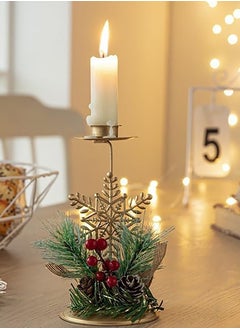 Buy Candle Holder Metal Candlestick Holders Set with Pine Cones Decorations Holiday Table Centerpieces Candle Holder for Xmas Wedding Dining Room Place Setting Decor in UAE