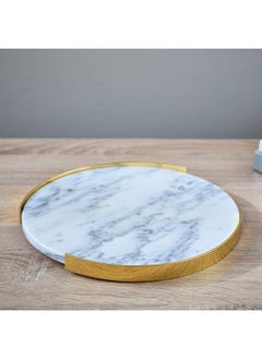 Buy Zen Round Marble Tray with Frame 25 x 3 x 25 cm in UAE