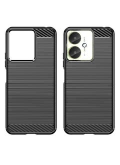 Buy IKBEN specially designed for Xiaomi Poco C65 mobile phone case, flexible TPU brushed texture, anti-slip, anti-shock protection, buffered mobile phone case, slim mobile phone case, black in Saudi Arabia