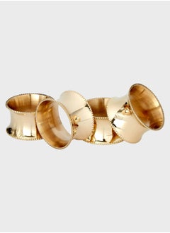 Buy Brass Finish Set Of 4 Beaded Napkin Rings in UAE