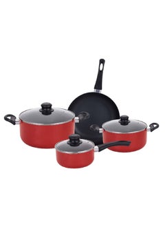 Buy 7-Piece Durable Non-Stick Aluminium Cookware Set Red 29.5 x 53.5 x 14 cm HS-6007-R in Saudi Arabia