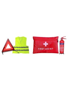 Buy Car Safety Pack Include Safety safety Jacket first Aid Pouch & Fire Extinguisher 1kg in UAE