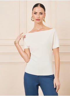 اشتري Off Shoulder Fitted Knit Top في السعودية