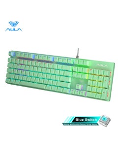 Buy 104 Keys Mechanical Keyboard USB Wired LED Backlight Suspension Keycap 26-Key Roll-Over Anti-Ghosting Blue Switch Gaming Keyboard for Gaming Typing Office Green in UAE