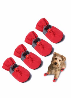 اشتري Dog Boots, Dog Shoes Paw Protector, Excefore Waterproof Shoes for Dogs, Socks with Shoelace Pet Paw Protector في الامارات