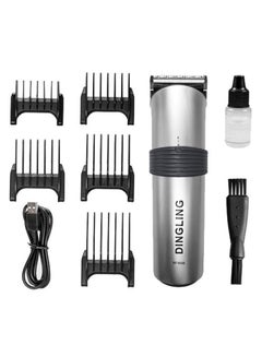 Buy Professional Hair Clipper USB Rechargeable Carbon Steel Blade Hair Trimmer Men with Blade Silver/Black in Saudi Arabia