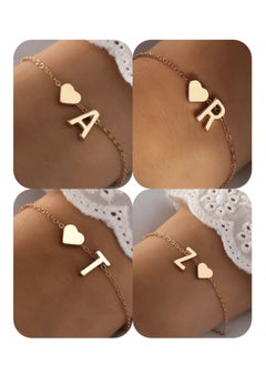 Buy Heart Bracelet Decorated with the First Letter of the Alphabet in Gold Color, Trendy for Women and Girls, Suitable for Daily Wear and Gifting to Friends. in Saudi Arabia