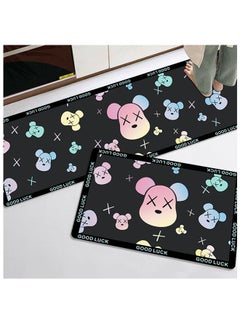 اشتري 2-Piece Fashion Cartoon Bear Floor Mat Crystal Velvet Water And Oil Absorbing Kitchen Mat Door حصيرة مدخل الحمام مانع للانزلاق فائقة الامتصاص سريعة الجفاف غير قابلة للانزلاق حصيرة 50x160 سم + 50x80 سم في الامارات