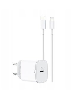 اشتري FAST USB C 20W PD QC 3.0 WALL CHARGER + LIGHTNING CABLE FOR IPHONE في مصر