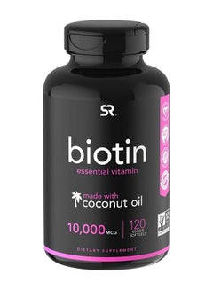 Buy Biotin Supports Hair & Skin Made with Coconut Oil   10,000 mcg, 120 Veggie Softgels in UAE