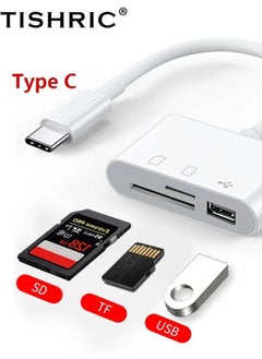 Buy 3 in 1 Multifunction USB C SD Card Reader, Type C to USB C Adapter Card Reader, TF Card Adapter Support Dual Reading and Writing (White) in Saudi Arabia