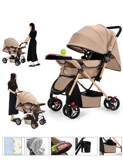 Buy Two Way Push Portable Infant Adjustable Foldable Baby Stroller, Push Stroller and Baby Cart with Handles, safety harness, Storage Basket, Stroller Tray and Cup Holder in Saudi Arabia