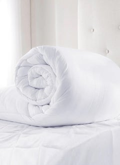 اشتري Luxury King Size Plain Duvet Cover Quilted Cotton White 200x220cm في الامارات