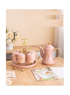 Buy Marble tea set in the refrigerator, 16 pcs, in tray, rose 022800042 in Egypt