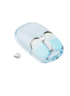 Buy 2.4GHz Wireless Mouse with USB Mini Receiver, Cute Mouse, Transparent Shell, 7 RGB Backlit, 1600 DPI Optical Tracking, Portable Rechargeable Noiseless Mice for Laptop, PC, Desktop, MacBook, Blue in UAE