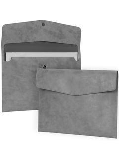 Buy File Folder, PU Leather A4 Document Holder File Organizer Filing Envelope Portfolio Case Tablet Sleeve with Magnetic Snap Closure for Home School Office Stationery Grey in Saudi Arabia