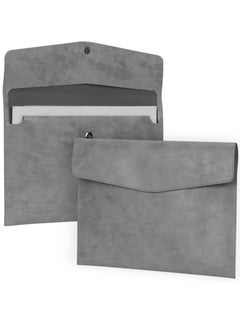 Buy File Folder, PU Leather A4 Document Holder File Organizer Filing Envelope Portfolio Case Tablet Sleeve with Magnetic Snap Closure for Home School Office Stationery Grey in Saudi Arabia