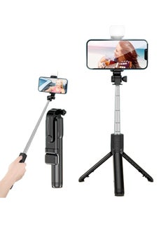 Buy 2024 New 6 in 1 Wireless Bluetooth Selfie Stick, Selfie Stick Tripod with Remote Control, Bluetooth Selfie Remote Control with Light (Black with Fill Light) in UAE