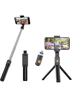 Buy Selfie Stick Tripod, 3 in 1 Extendable Selfie Stick Stand with Wireless Remote Phone Holder Compatible with Android Smartphone and iPhone in Saudi Arabia