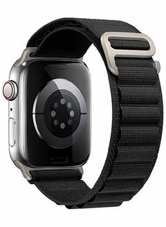 اشتري For Apple Watch Series 8 (45mm) & Apple Watch Ultra (49mm) Nylon Sport Replacement Strap Bands With Adjustable Closure - Black في مصر