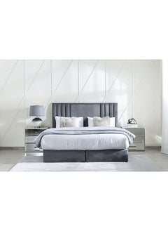 Buy Polina King Bed Velvet Grey 180x200 cm in UAE