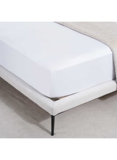 Buy Luxe Cotton Tencel Fitted Sheet 180X200+33Cm - White in UAE