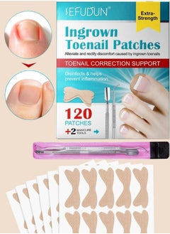 اشتري 120 pcs Ingrown Toenail Corrector Patches with 2 Manicure Tools Glue Free Ingrown Toenail Corrector Strips Ingrown Toenail Correction Stickers for Toenail Repair Toenail File Patches في الامارات