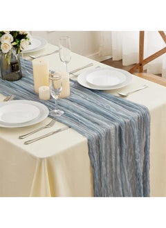 Buy Translucent Table Runner, Cheesecloth Table, for Wedding Reception Bridal Shower Party Decoration Table Centerpiece 90*340cm Dusty Blue in UAE