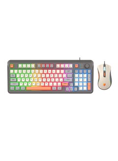 Buy Arabic & English Wired Gaming Keyboard and Mouse Set,Mechanical Feel Office Keyboard with Multimedia Knob Black Grey in Saudi Arabia