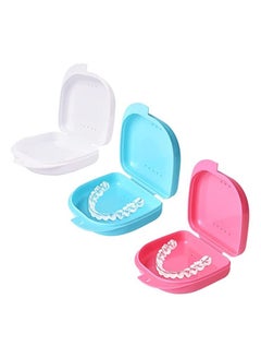 Buy 3-Piece Fixator Box, Oral Protection Container Orthodontic Denture Storage Box in UAE
